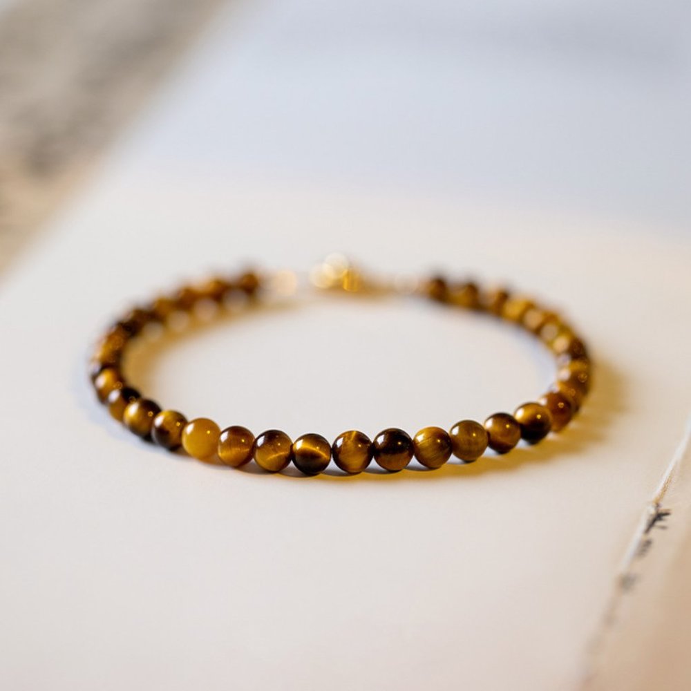Tiger's Eye 4mm Bead Healing Protection Minimalist Dainty Women Bracelet Gifts